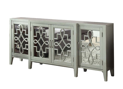 Mirrored Accent Console Cabinet with Solid Wood Legs - Black or Gray