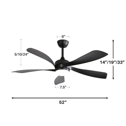 Ceiling Fan With 3-Color Dimmable LED Light - Black