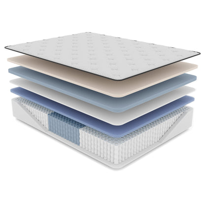 Full Size Latex Hybrid Mattress with Euro-Top and Zoned Coil Support - Medium Feel