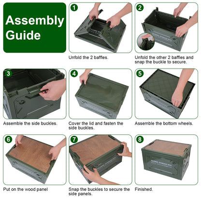 Collapsible Storage Bin – Stackable Organizer with Wheels & Lockable Doors