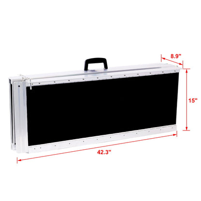 Portable Foldable Wheelchair Ramp with Non-Skid Surface - Black