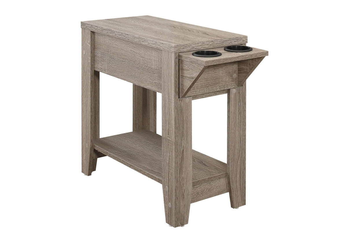 Accent Side Table with Storage and Built-In Lamp - Dark Brown or Dark Gray