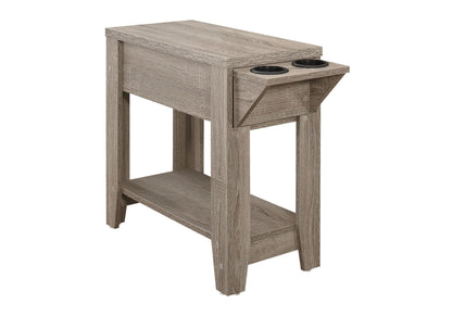 Accent Side Table with Storage and Built-In Lamp - Dark Brown or Dark Gray