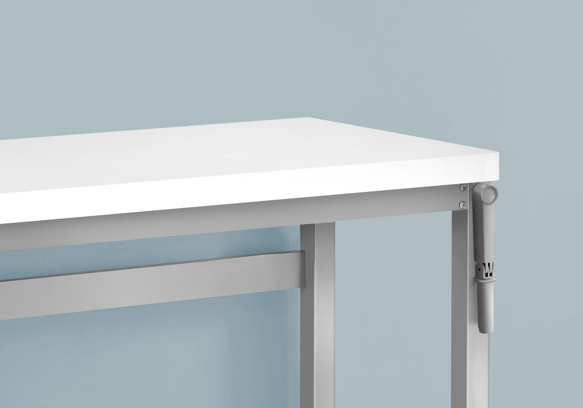 Adjustable Standing Computer Desk with Metal Construction - Black, White, or Dark Brown