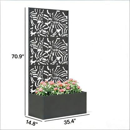 Trellis Planter with Spacious Metal Box and Efficient Drainage - Black