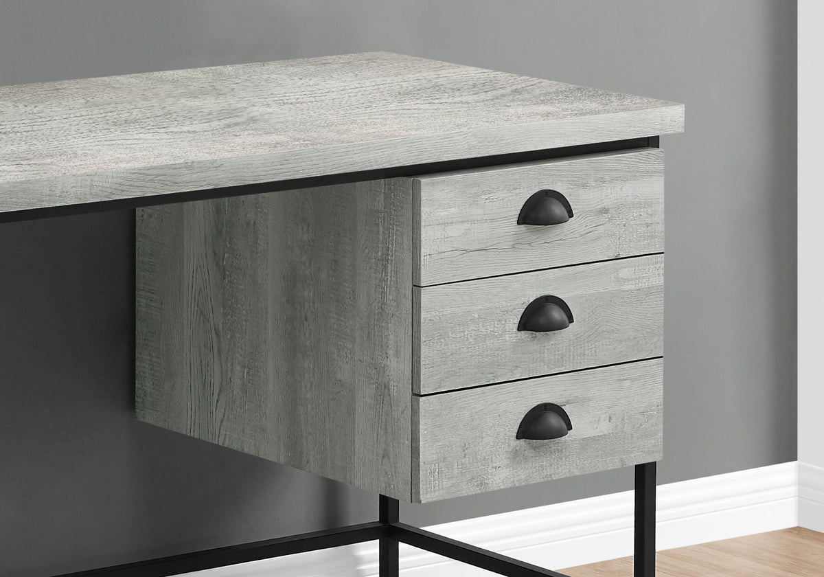 Contemporary Computer Desk with 3 Storage Drawers - Dark Gray, Gray, or Dark Brown