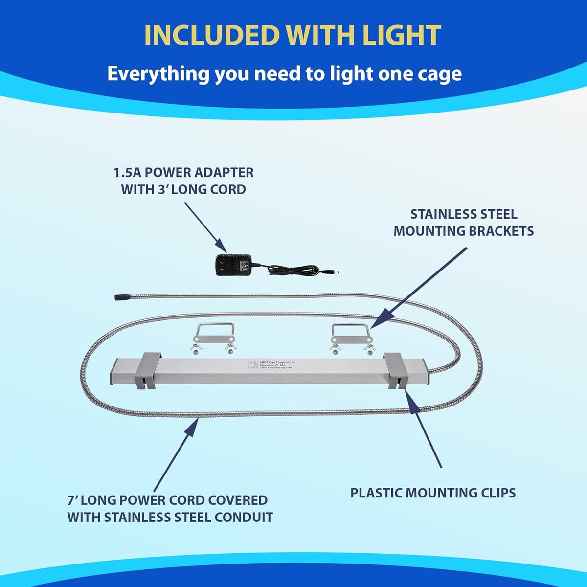 Happybird Lighting Bird Cage Light with Chew Guard