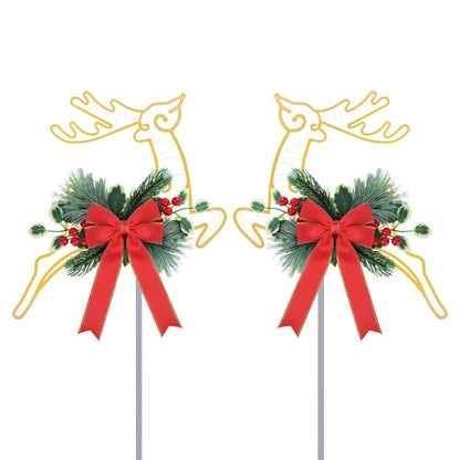 2-Pack LED Christmas Reindeer Pathway Stake Lights – Battery Powered
