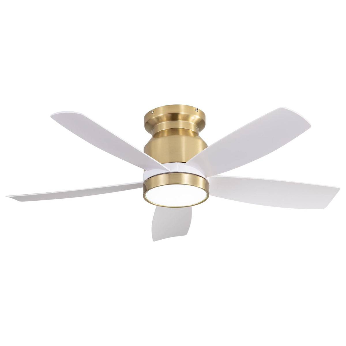 Flush Mount Ceiling Fan with LED Light and Remote Control - White or Black