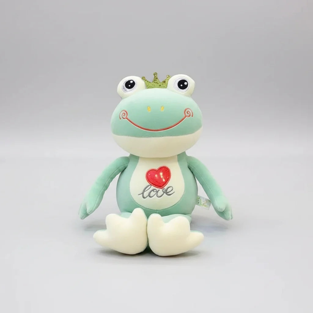 Kawaii Love Frog Plush Toy – Big Mouth Smile Glasses & Heart Belly Embroidery (50cm)