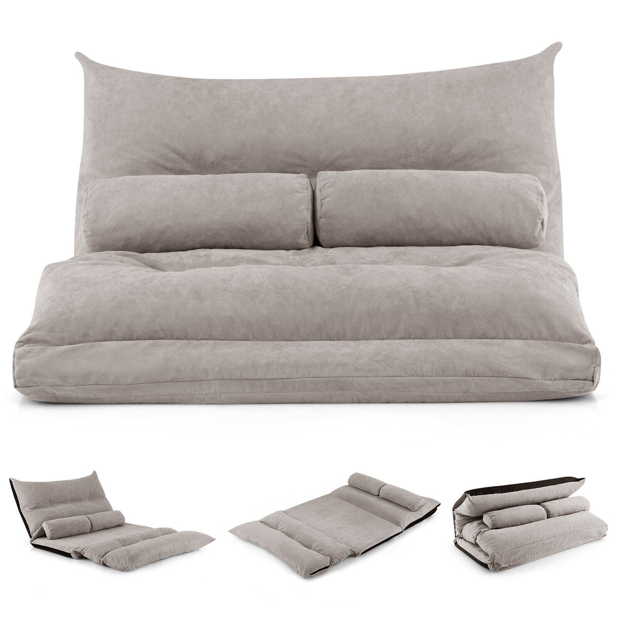 Adjustable Floor Sofa Bed with 2 Lumbar Pillows