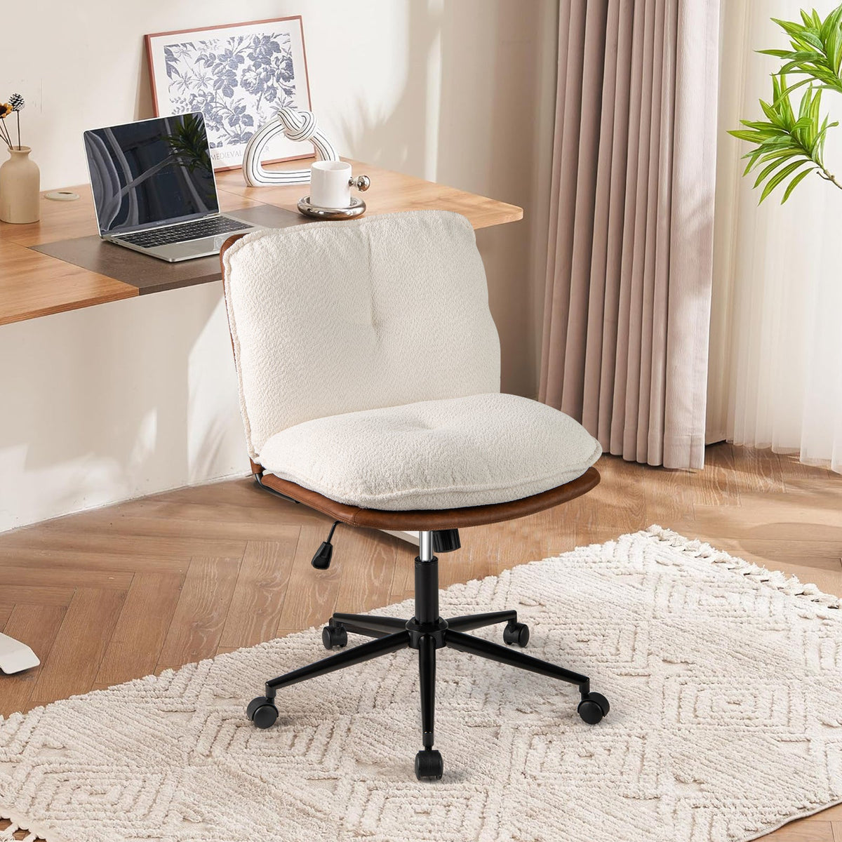 Armless Home Office Chair with Rocking Backrest