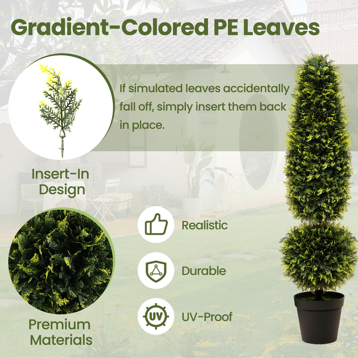 4 Feet Artificial Boxwood Topiary Tree with Natural Vines and PE Leaves-Green
