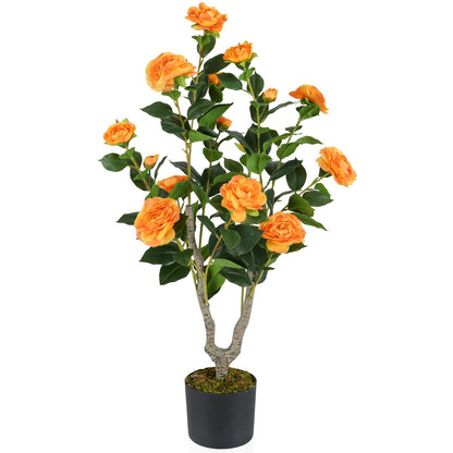 36 Inch Artificial Camellia Tree with Blooming Flower 1 Pack