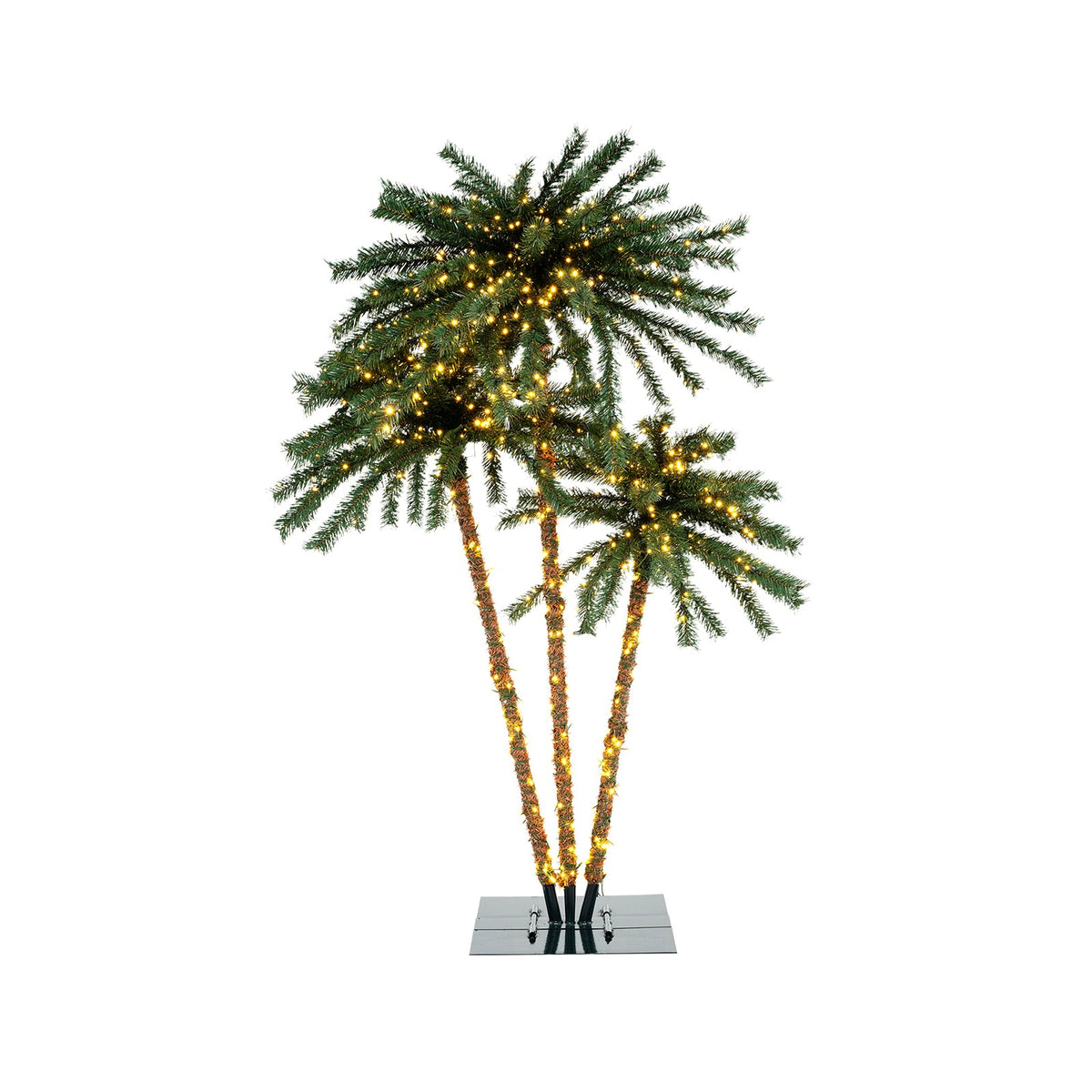Artificial Lighted Palm Tree with Metal Base 157 Branch Tips and 930 Warm White LED Lights