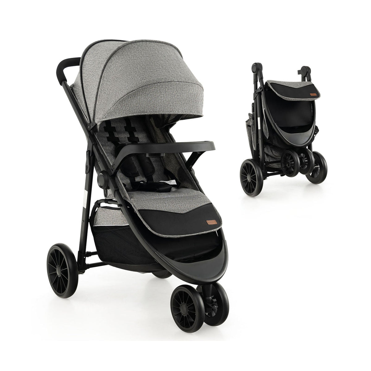 Baby Jogging Stroller with Adjustable Canopy for Newborn