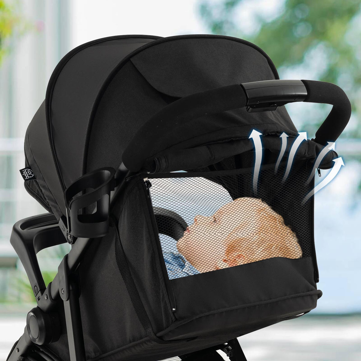 Baby Jogging Stroller with Adjustable Canopy for Newborn-Black