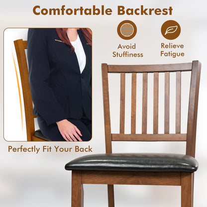 2-Piece Bar Chair Set Counter Height Bar Stool with Backrest-Walnut