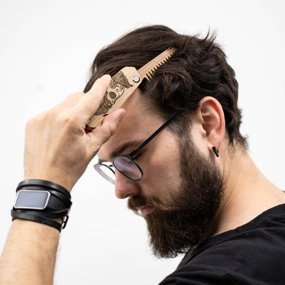 Wooden Beard Comb – Sugar Skull