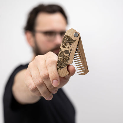 Wooden Beard Comb – Sugar Skull