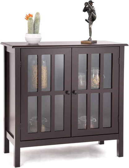Glass Door Sideboard Console Storage Buffet Cabinet