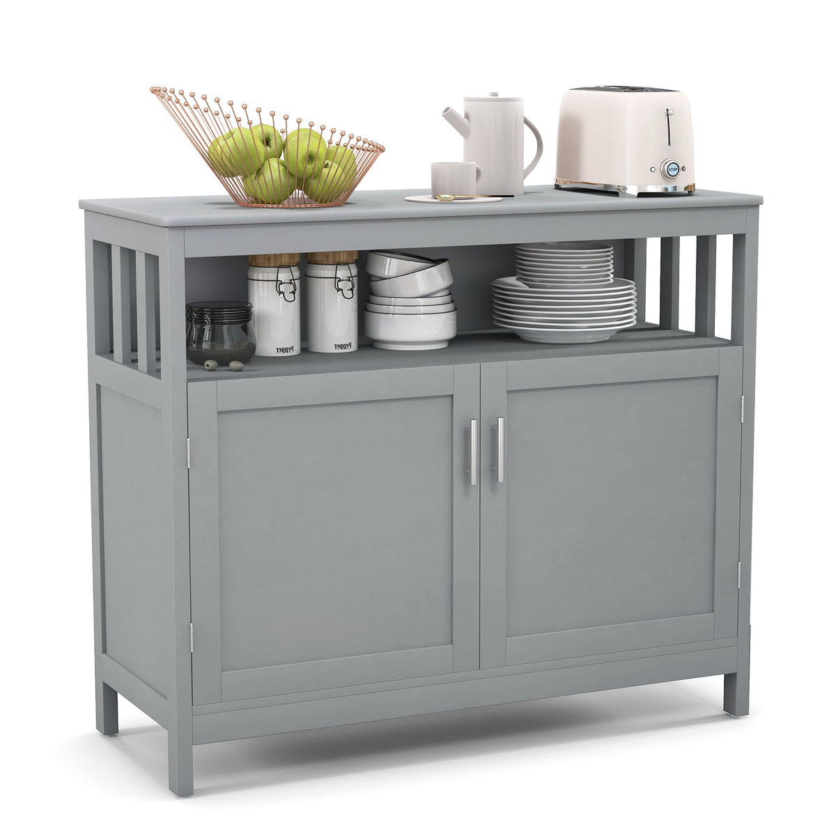 Kitchen Buffet Server Sideboard Storage Cabinet with 2 Doors and Shelf