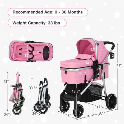 2-in-1 Convertible Baby Stroller with Reversible Seat