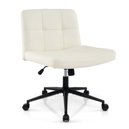 Height-adjustable Armless Desk Chair with Wheels for Home Office Make Up