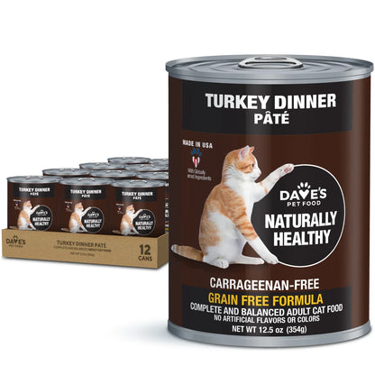 Dave's Naturally Healthy Turkey Dinner Paté Wet Cat Food (12.5oz)