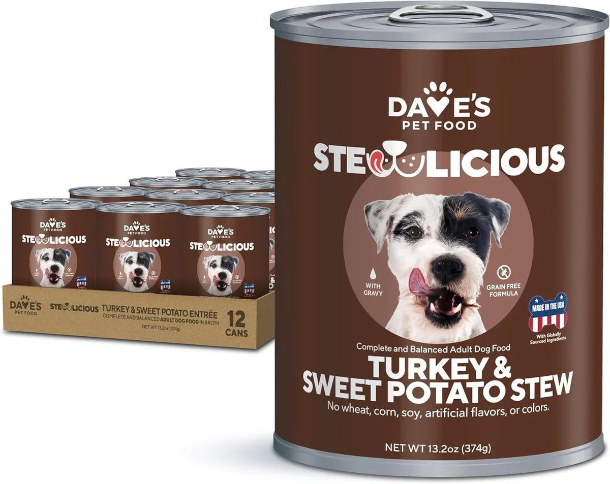 Dave's Stewlicious Turkey & Sweet Potato Cuts in Gravy For Dogs (13.2oz)