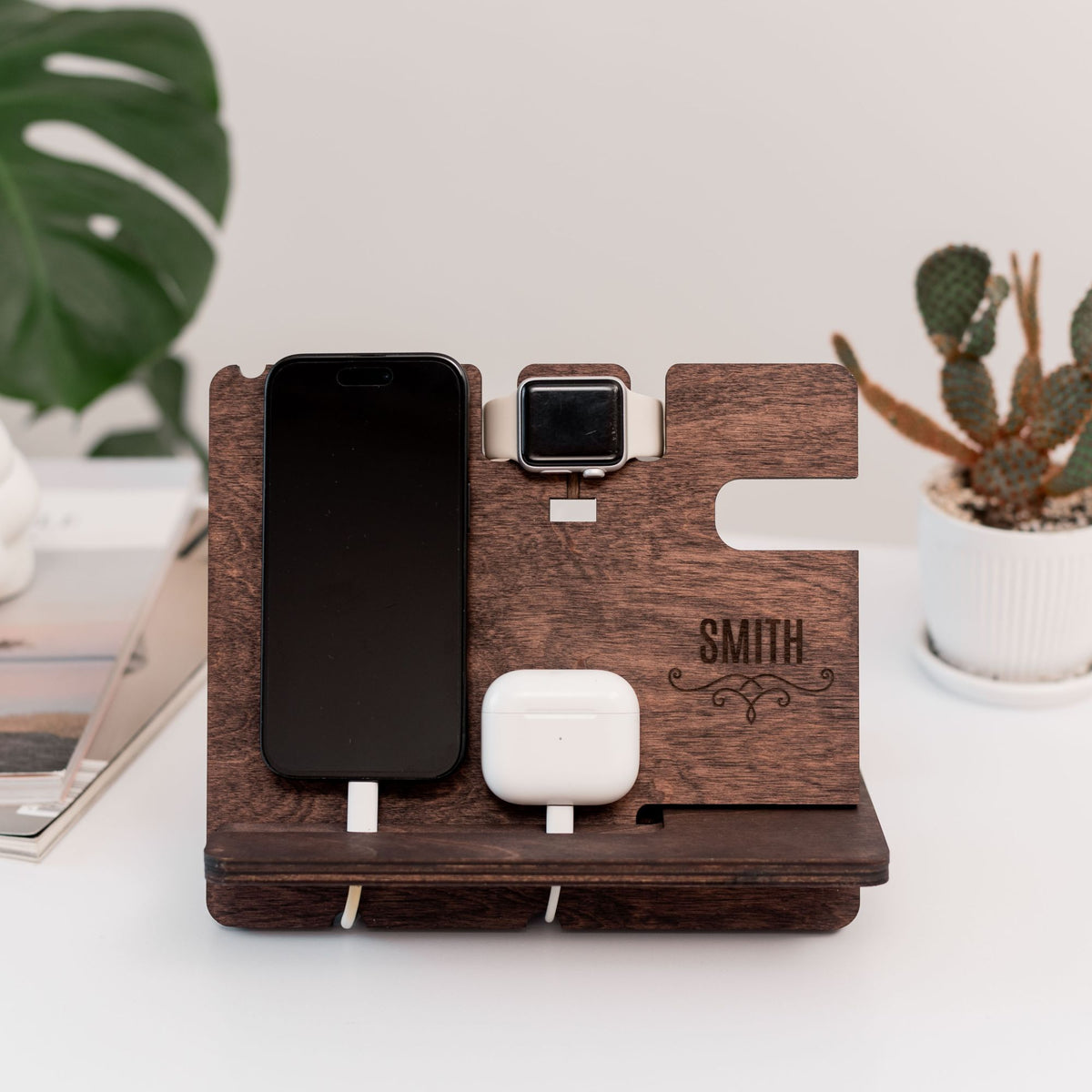 Wooden Docking Station – Personalized Gift for Him