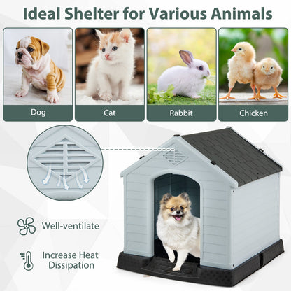 Dog House for Small Dogs Waterproof Plastic with Elevated Floor-S