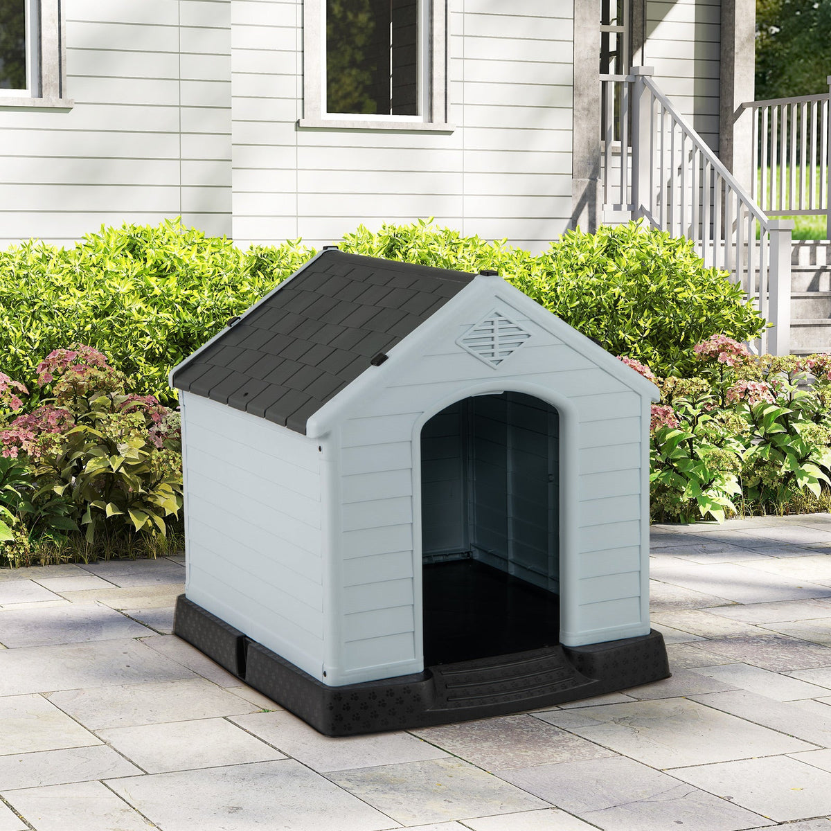 Dog House for Small Dogs Waterproof Plastic with Elevated Floor-M