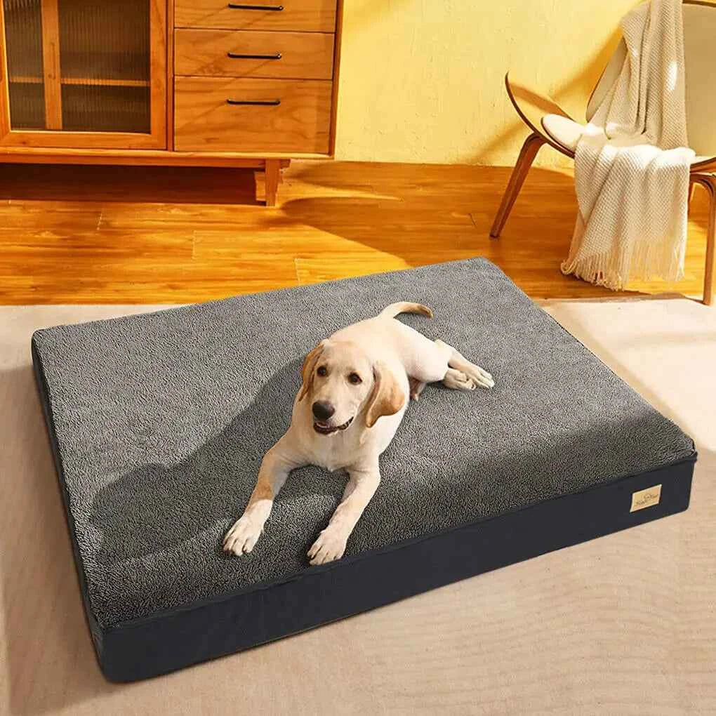Orthopedic Dog Mattress Bed – Thick Sponge Foam Crate Cushion with Removable Washable Waterproof Cover, M/L/XL/XXL