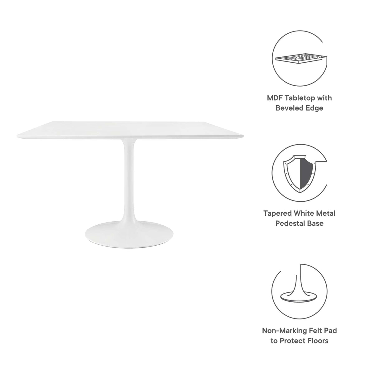 Lippa 48" Square Wood Dining Table by Modway - EEI-1125