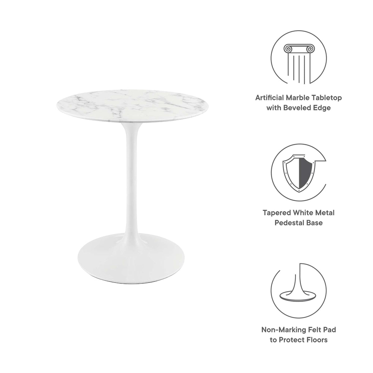 Lippa 28" Round Faux Marble Dining Table by Modway - EEI-1128