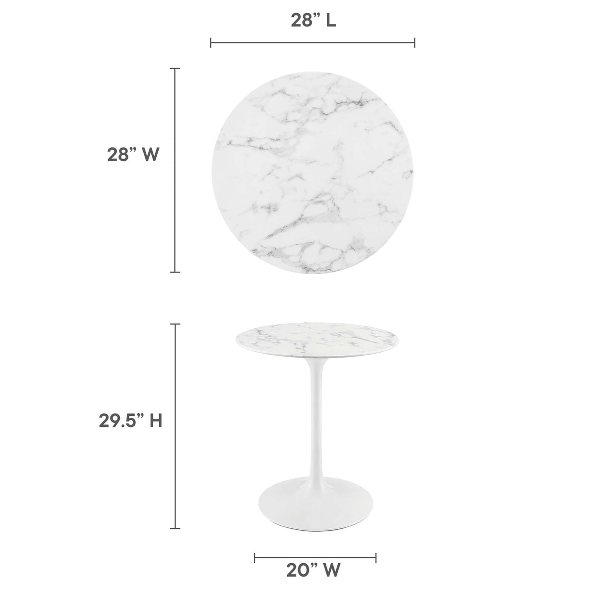 Lippa 28" Round Faux Marble Dining Table by Modway - EEI-1128