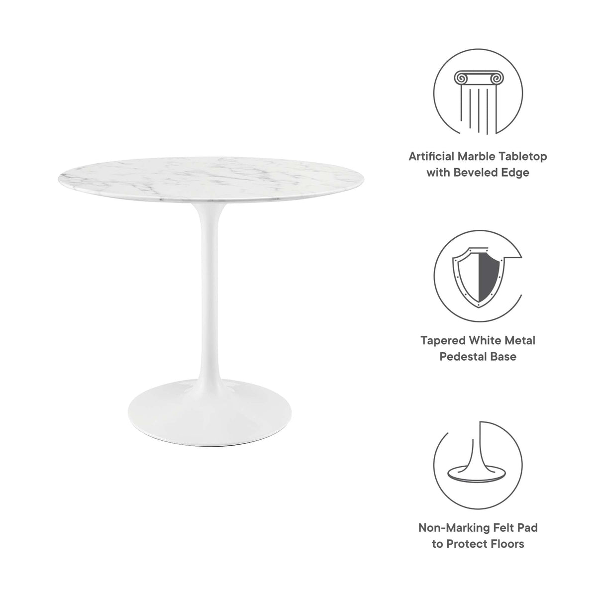 Lippa 36" Round Faux Marble Dining Table by Modway - EEI-1129