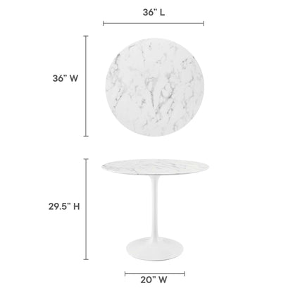 Lippa 36" Round Faux Marble Dining Table by Modway - EEI-1129