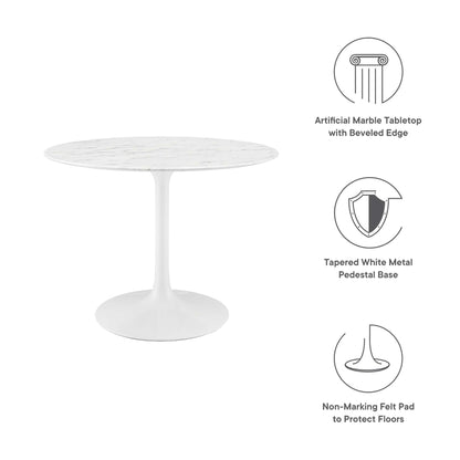 Lippa 40" Round Faux Marble Dining Table by Modway - EEI-1130