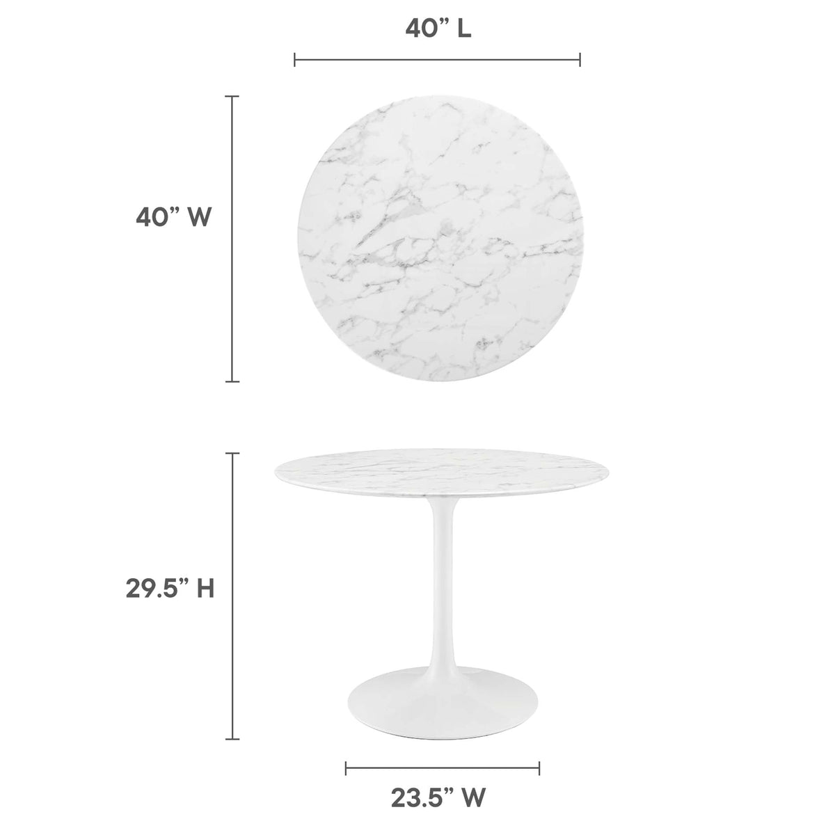Lippa 40" Round Faux Marble Dining Table by Modway - EEI-1130
