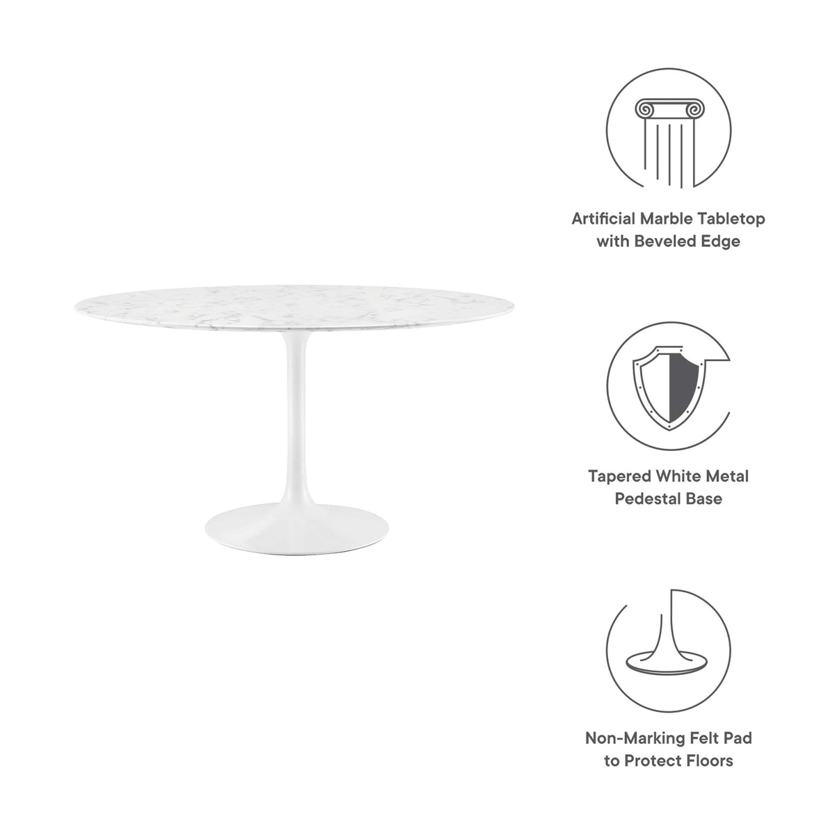 Lippa 48" Round Faux Marble Dining Table by Modway - EEI-1131