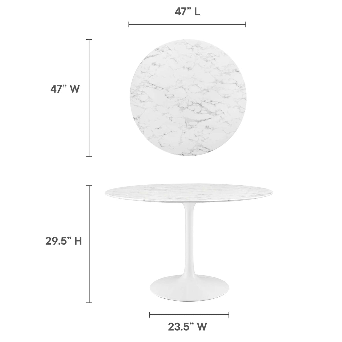 Lippa 48" Round Faux Marble Dining Table by Modway - EEI-1131