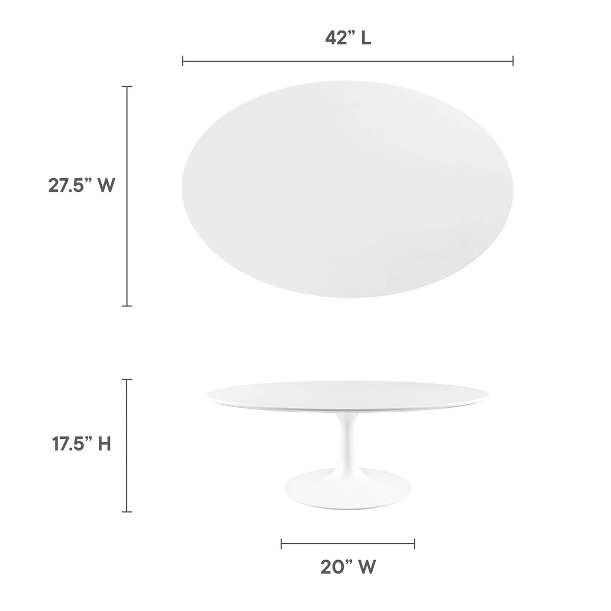 Lippa 42" Oval Wood Coffee Table by Modway - EEI-1139