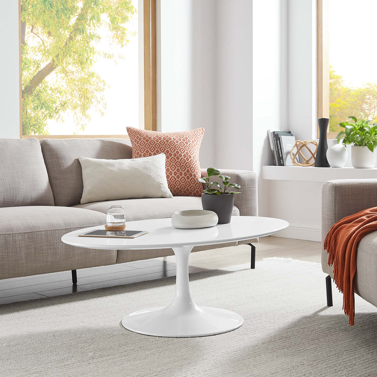 Lippa 42" Oval Wood Coffee Table by Modway - EEI-1139