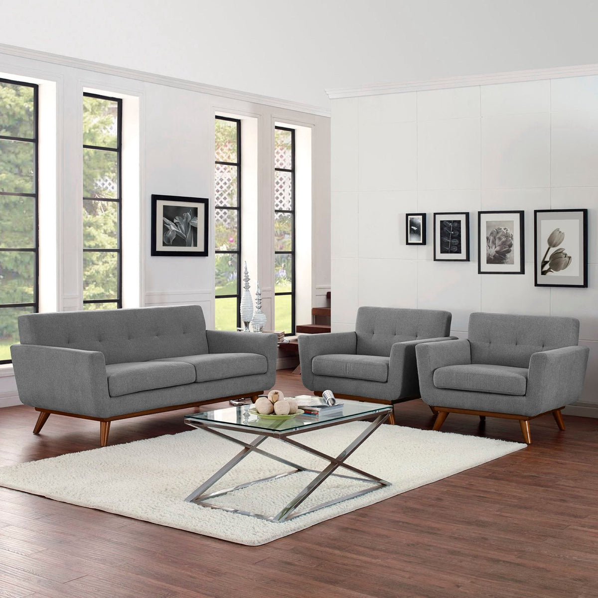 Engage Armchairs and Loveseat Set of 3 by Modway