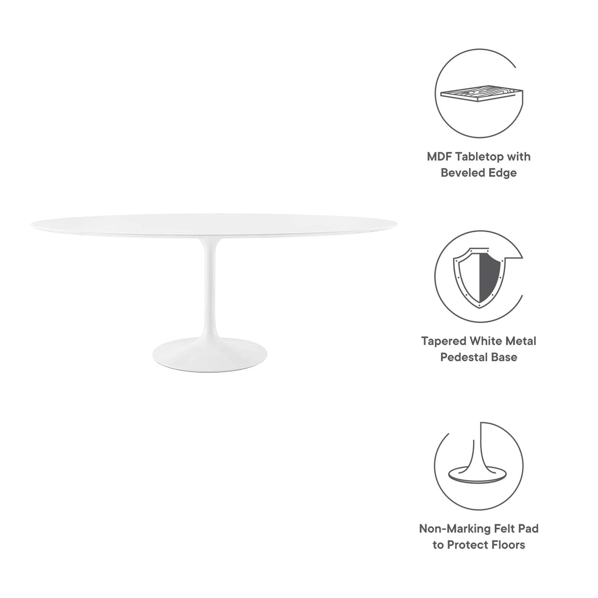 Lippa 78" Oval Wood Dining Table by Modway - EEI-1657