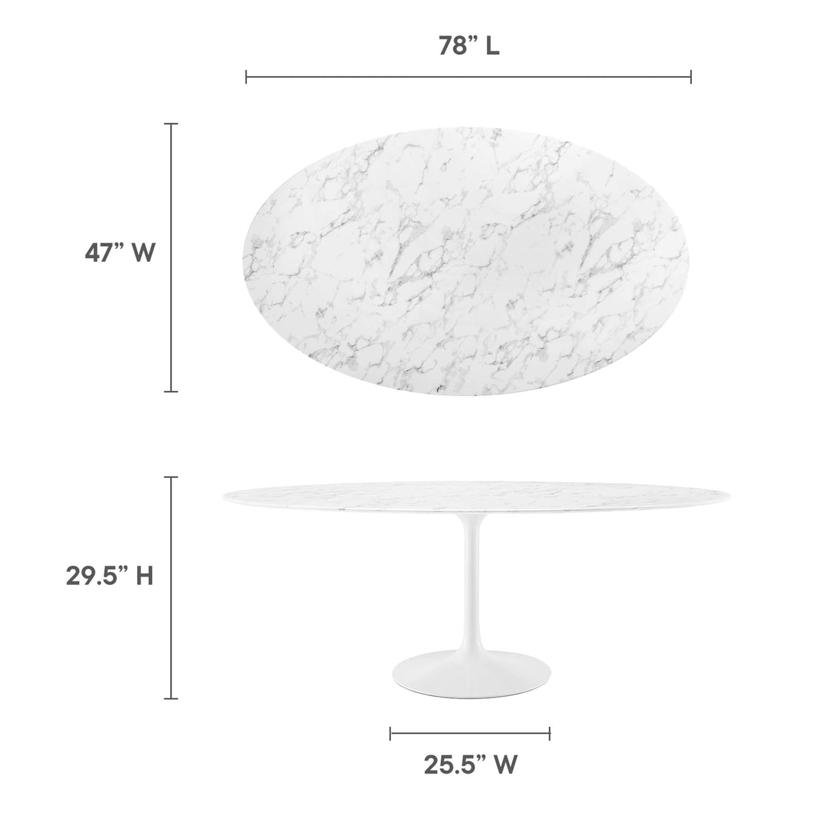 Lippa 78" Oval Faux Marble Dining Table by Modway - EEI-1659