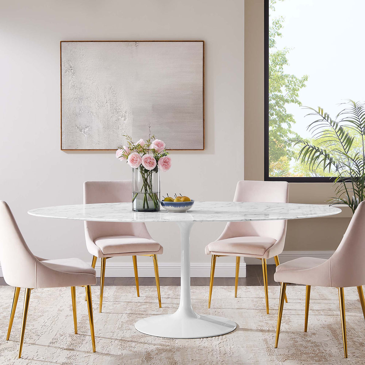 Lippa 78" Oval Faux Marble Dining Table by Modway - EEI-1659