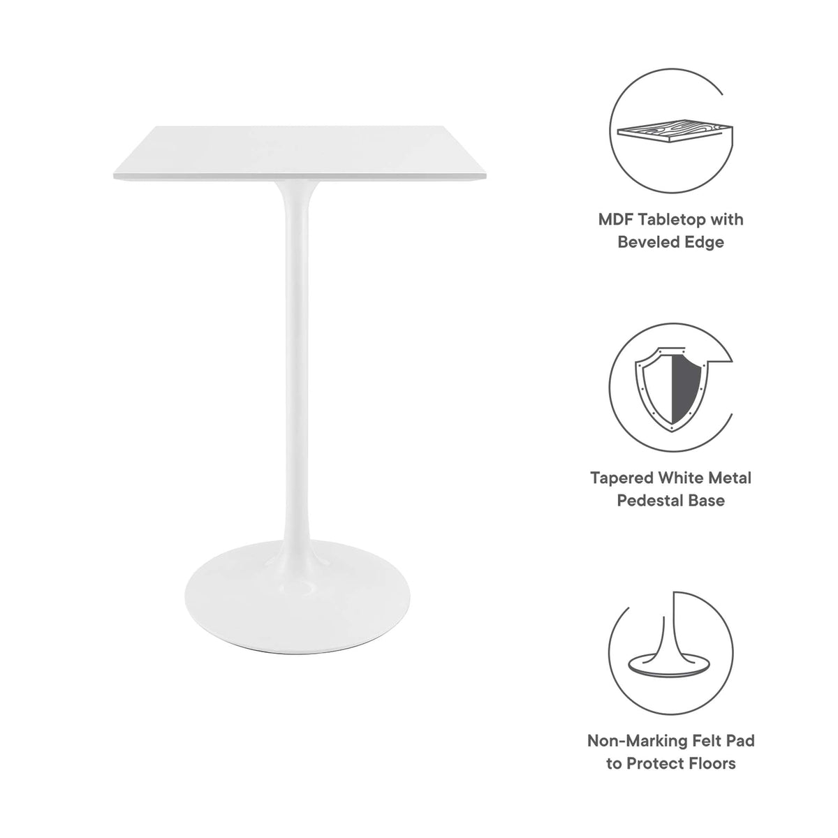 Lippa 28" Square Wood Bar Table by Modway - EEI-1826